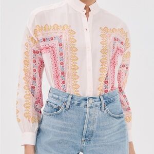 ALIX of Bohemia Kiki Shirt tuckernuck medium pink blouse button up print silk